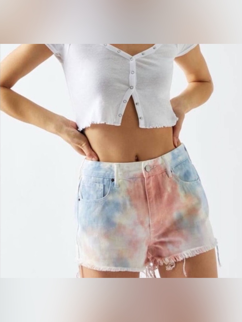 PacSun Women's Tie-Dye High-Rise Jean Shorts - Size 26 Festival High-Rise